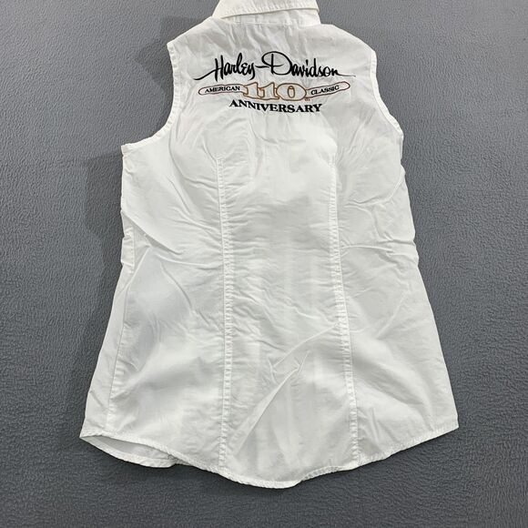 Harley Davidson Shirt Womens Small 110th Anniversary Sleeveless Embroidered Tank - Picture 8 of 9